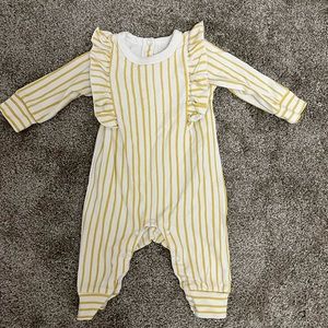 Pehr Yellow Striped Ruffle Romper